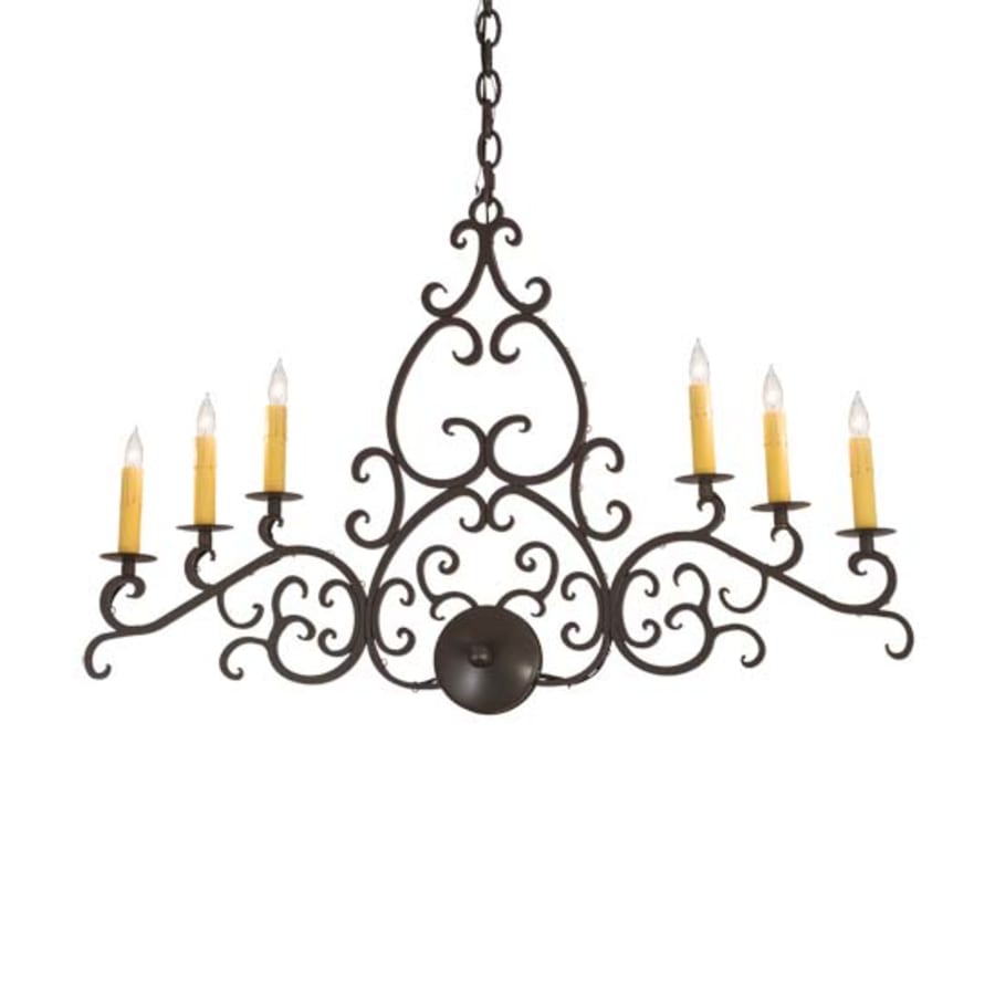 Meyda Tiffany Long Meredith 6 Light 36" Wide Taper Candle Linear Chandelier