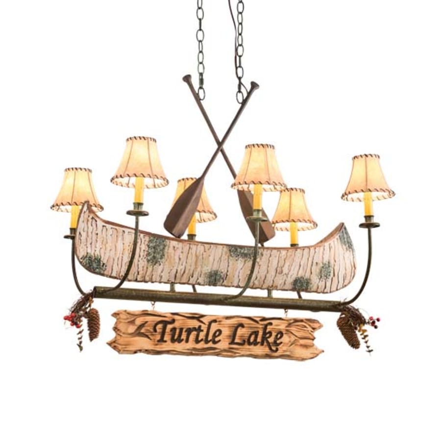 Meyda Tiffany Long Personalized Canoe 6 Light 39" Wide Linear Chandelier