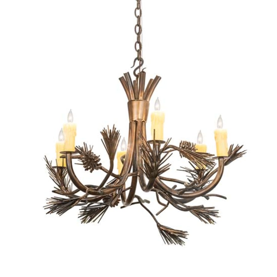 Meyda Tiffany Woodland Pine 6 Light 29" Wide Taper Candle Style Chandelier