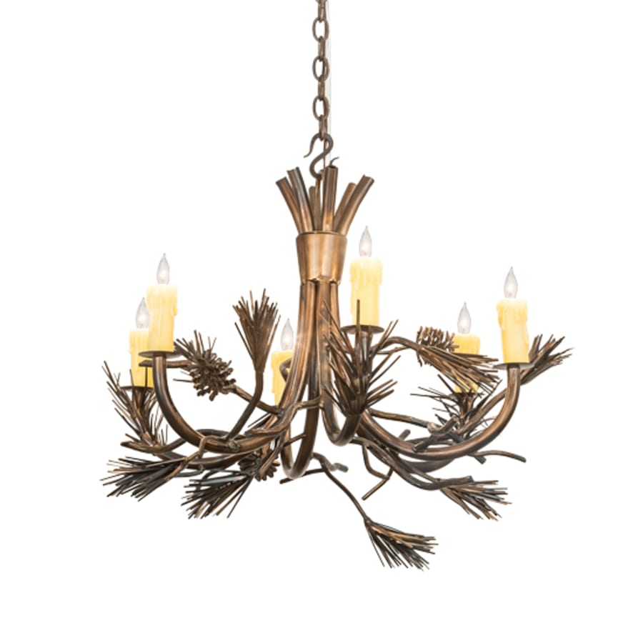Meyda Tiffany Woodland Pine 6 Light 29" Wide Taper Candle Style Chandelier