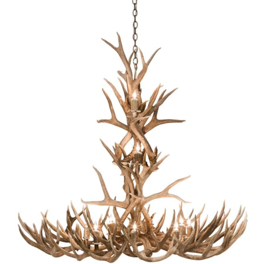 Meyda Tiffany Antlers 12 Light 52" Wide Antler Candle Style Chandelier