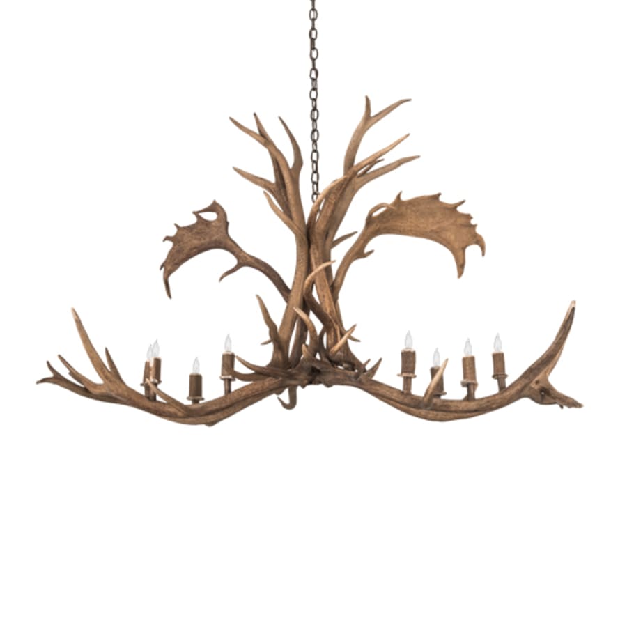 Meyda Tiffany Long Antlers Elk and Fallow Deer 8 Light 64" Wide Antler Candle Style Chandelier