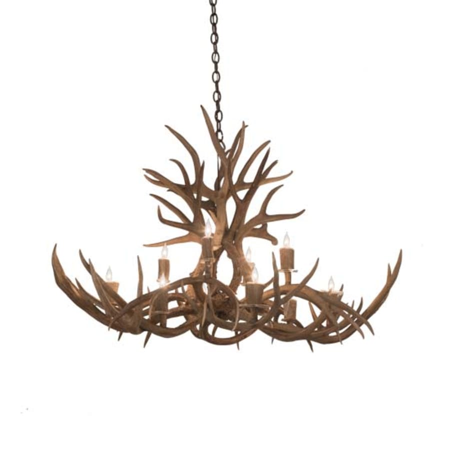Meyda Tiffany Long Antlers Mule Deer 10 Light 38" Wide Antler Candle Style Chandelier