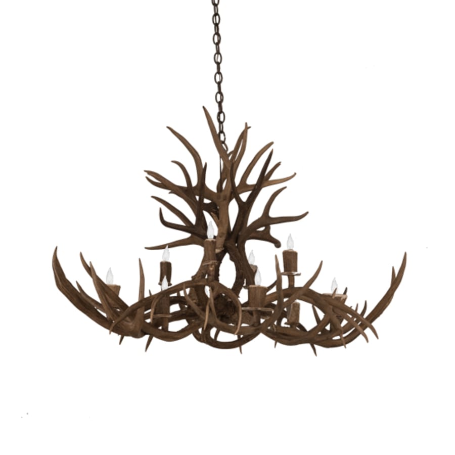 Meyda Tiffany Long Antlers Mule Deer 10 Light 38" Wide Antler Candle Style Chandelier