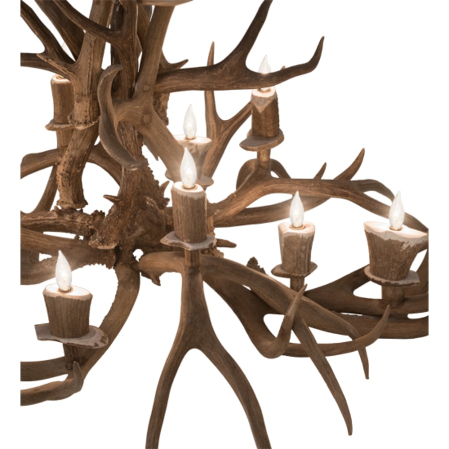 Meyda Tiffany Long Antlers Mule Deer 10 Light 38" Wide Antler Candle Style Chandelier