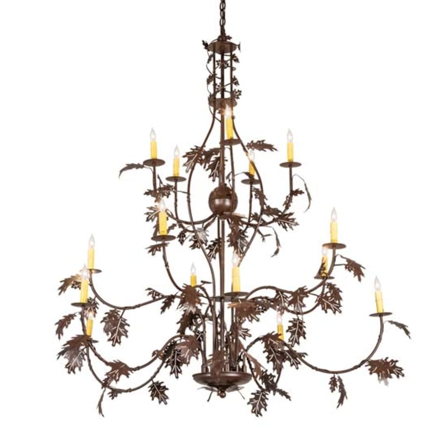 Meyda Tiffany Oak Leaf 15 Light 48" Wide Taper Candle Style Chandelier
