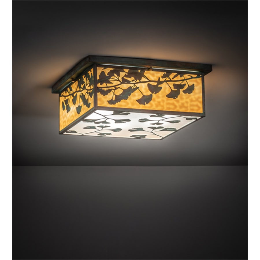Meyda Tiffany Hyde Park Ginkgo 6 Light 28" Wide Flush Mount Square Ceiling Fixture