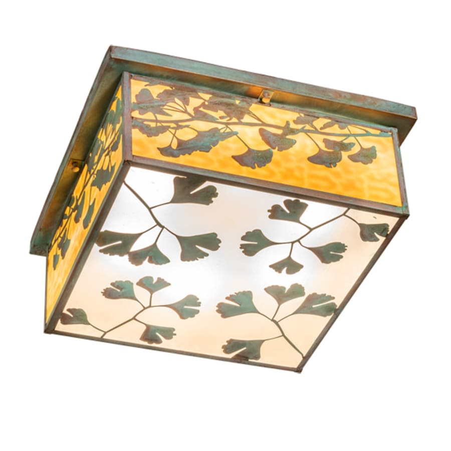 Meyda Tiffany Hyde Park Ginkgo 6 Light 28" Wide Flush Mount Square Ceiling Fixture