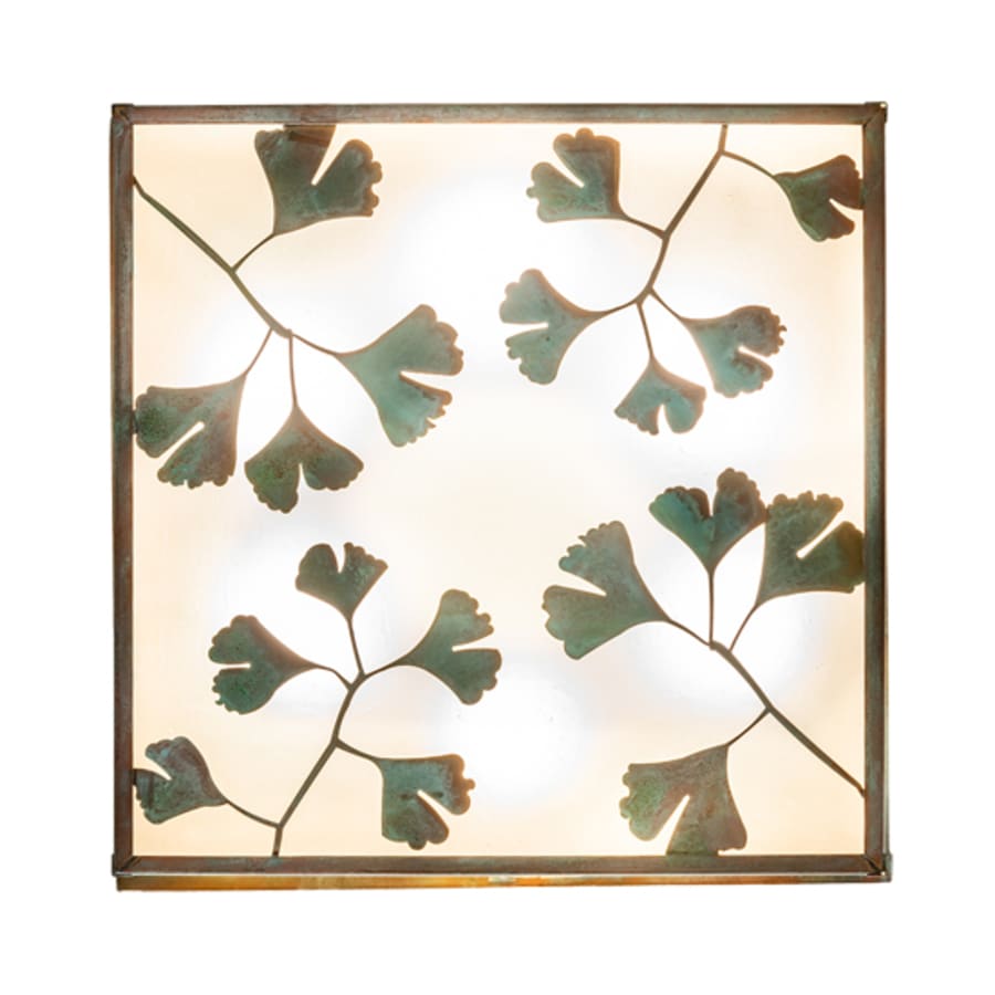 Meyda Tiffany Hyde Park Ginkgo 6 Light 28" Wide Flush Mount Square Ceiling Fixture
