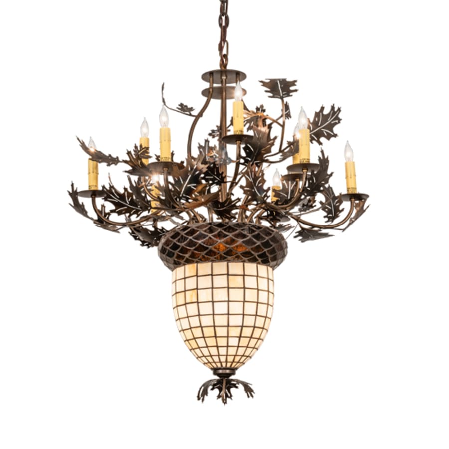 Meyda Tiffany Oak Leaf and Acorn 10 Light 34" Wide Taper Candle Style Chandelier