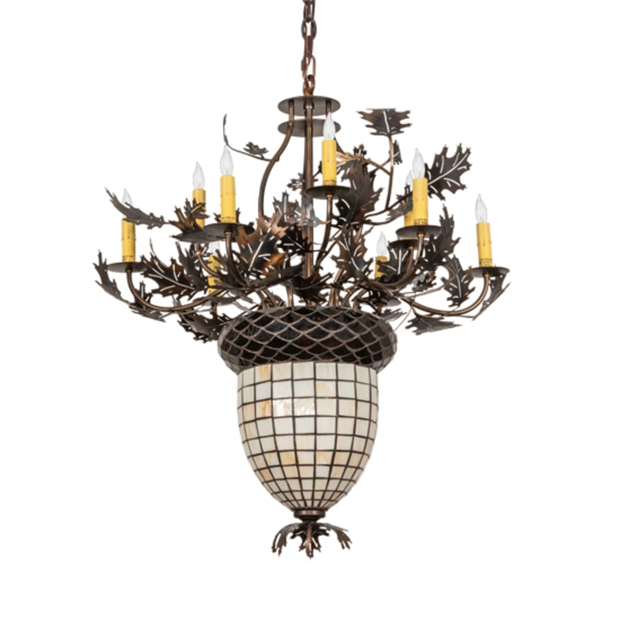 Meyda Tiffany Oak Leaf and Acorn 10 Light 34" Wide Taper Candle Style Chandelier