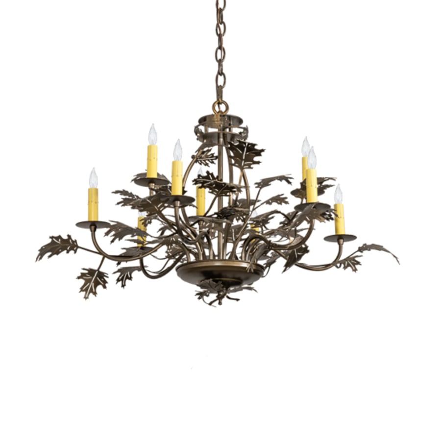 Meyda Tiffany Oak Leaf 9 Light 32" Wide Taper Candle Style Chandelier