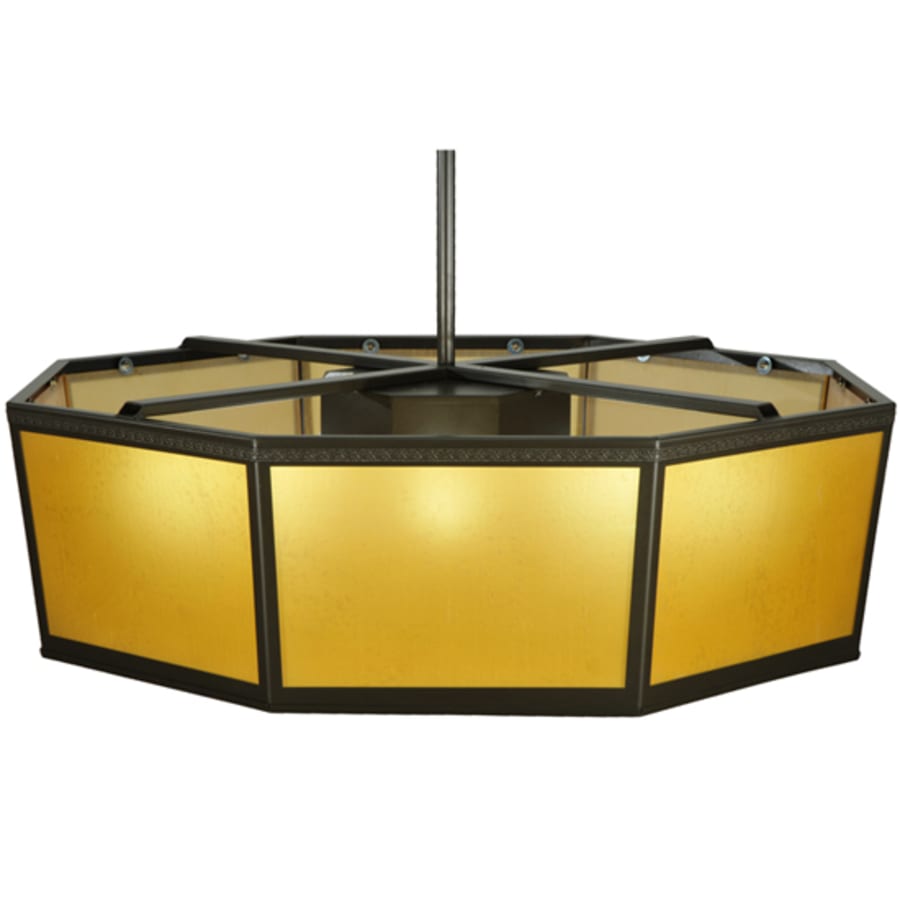 Meyda Tiffany Eltham 4 Light 36" Wide Pendant with Amber Art Glass Shade - Timeless Bronze Finish