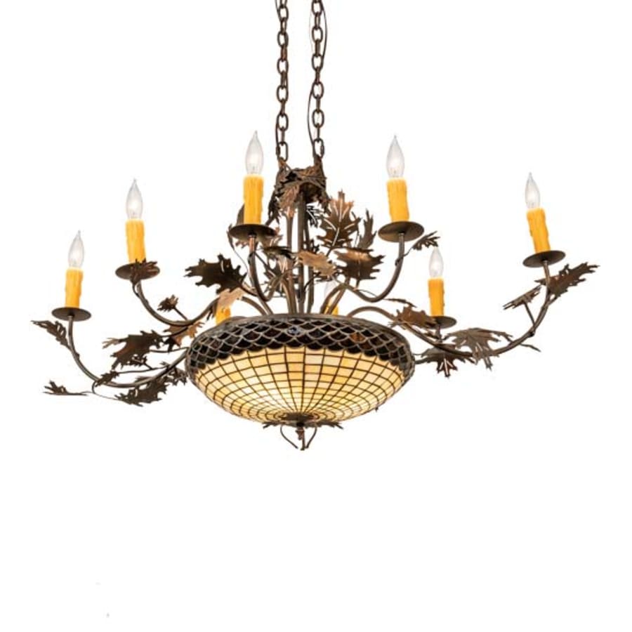 Meyda Tiffany Long Greenbriar Oak 11 Light 34" Wide Taper Candle Style Chandelier
