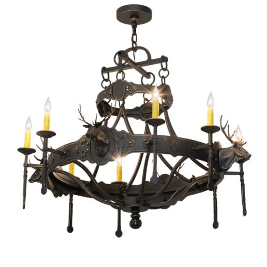 Meyda Tiffany Stag 8 Light 40" Wide Taper Candle Style Chandelier