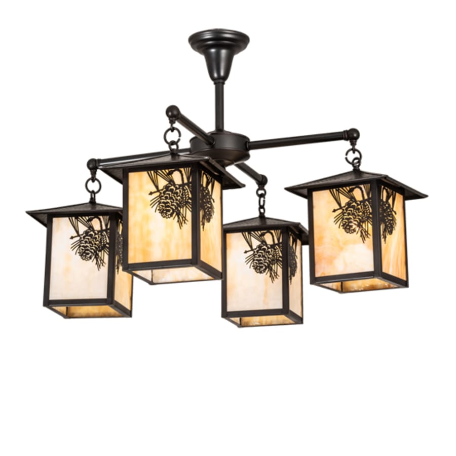Meyda Tiffany Seneca Winter Pine 4 Light 32" Wide Chandelier