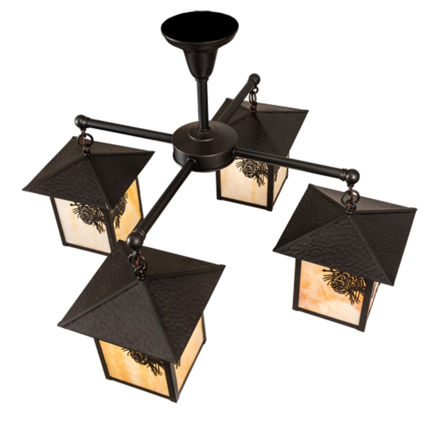 Meyda Tiffany Seneca Winter Pine 4 Light 32" Wide Chandelier