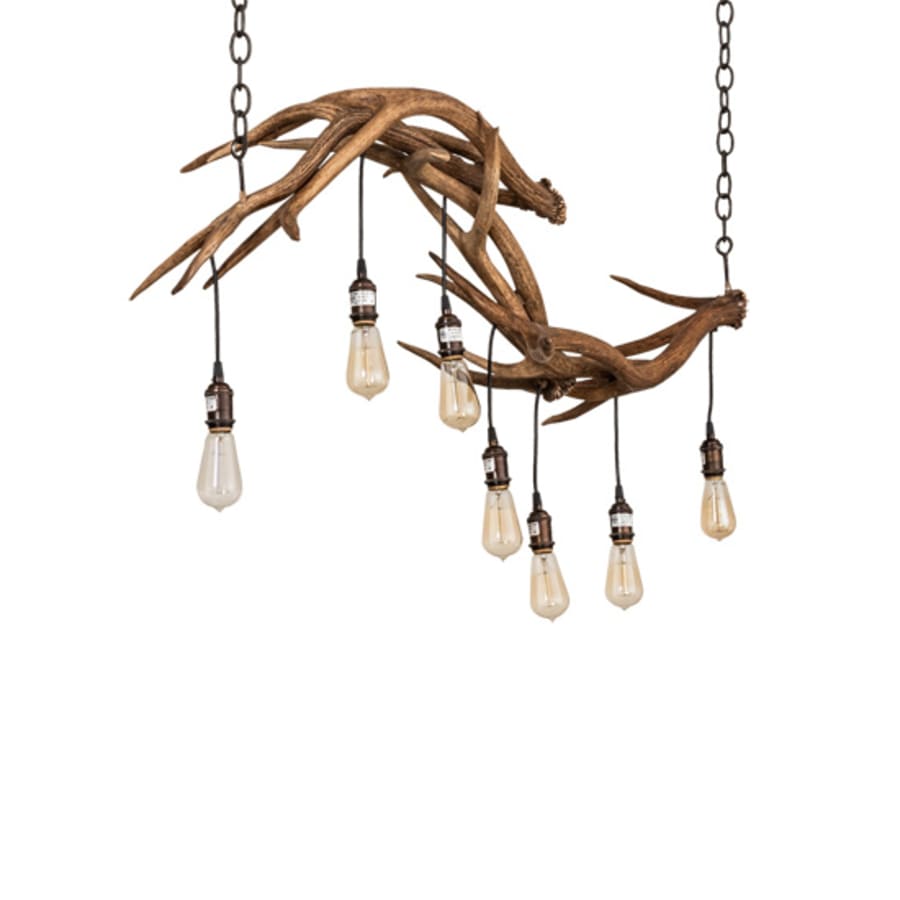 Meyda Tiffany Long Antlers 7 Light 52" Wide Antler Linear Chandelier