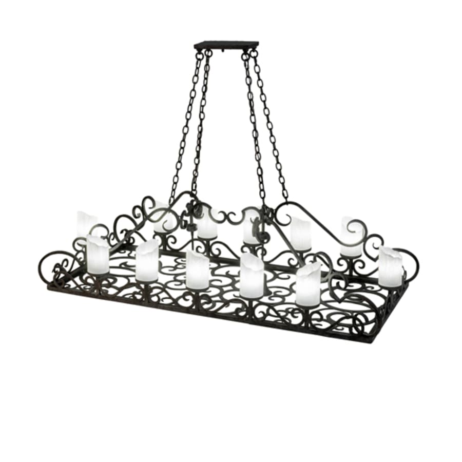 Meyda Tiffany Long Carlotta 12 Light 66" Wide Pillar Candle Linear Chandelier