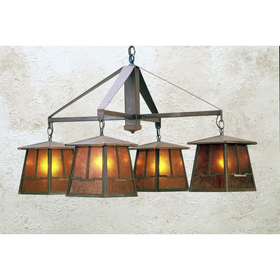 Meyda Tiffany Bungalow Valley View 4 Light 38" Wide Chandelier with Brown Glass Shade