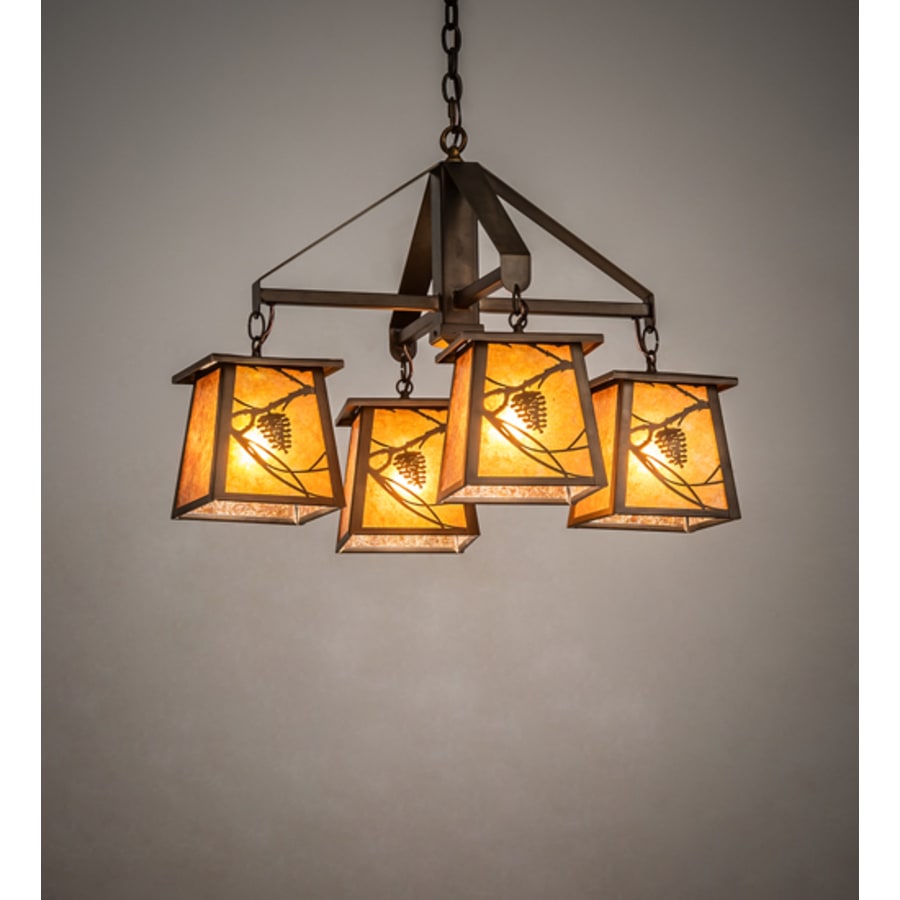 Meyda Tiffany Whispering Pines 4 Light 28" Wide Chandelier