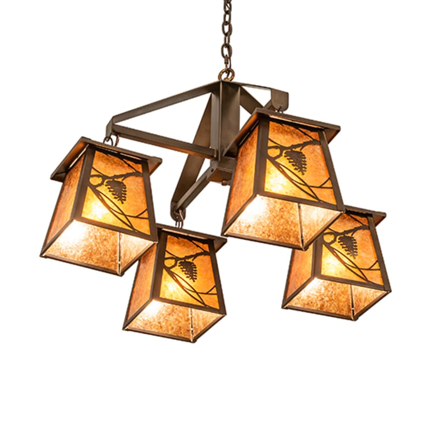 Meyda Tiffany Whispering Pines 4 Light 28" Wide Chandelier