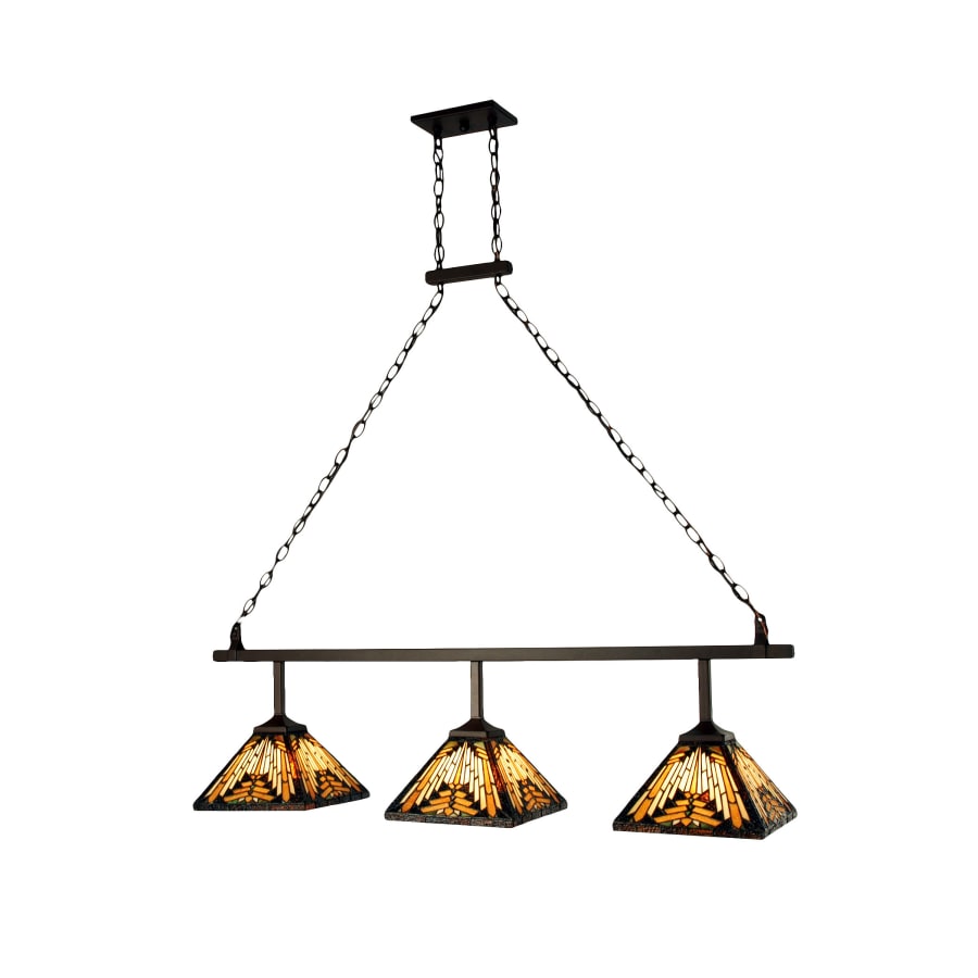 Meyda Tiffany Nuevo Mission 3 Light 46" Wide Linear Chandelier with Tiffany Glass Shades