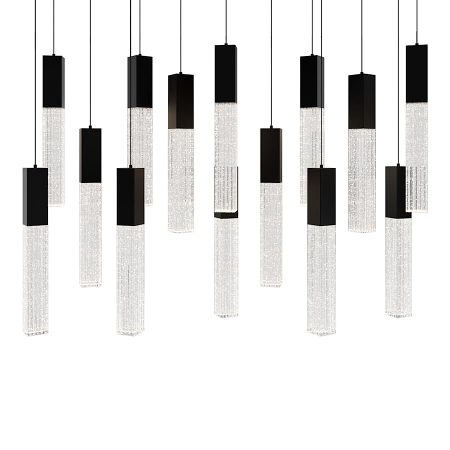 Modern Forms Cinema 40" Wide LED Crystal Linear Pendant with Clear, Seedy Crystal Shades