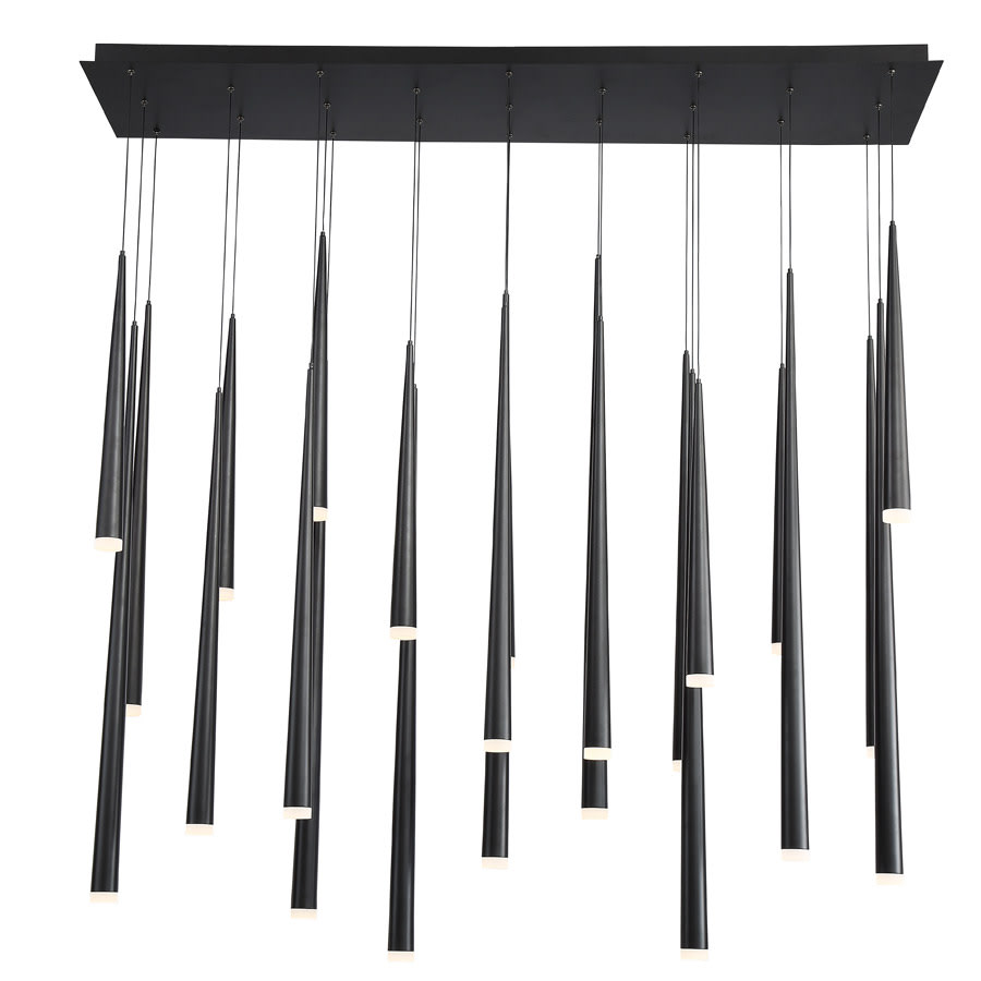 Modern Forms Cascade 23 Light 54" Wide LED Crystal Linear Multi Light Pendant with Frosted Glass Endcap Shades