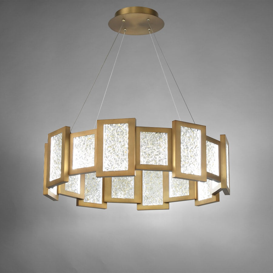 Modern Forms Fury 28" Wide LED Suspended Drum Chandelier with Opal Glass Shade