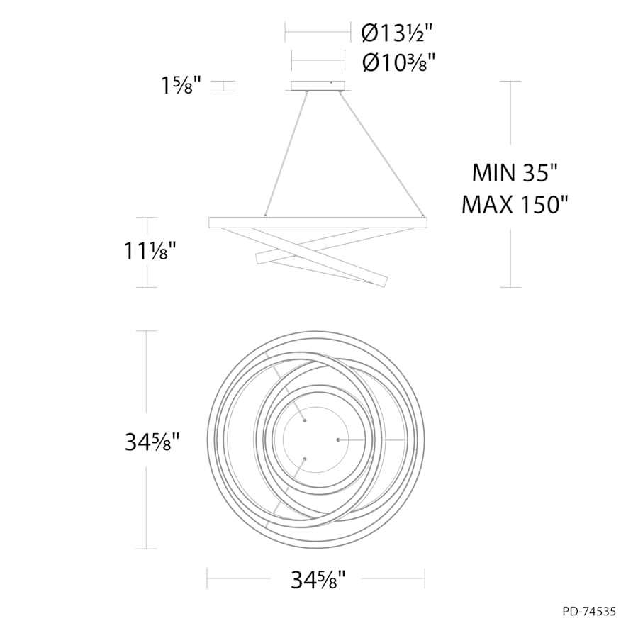 Modern Forms Storm Chaser 35" Wide LED Abstract Chandelier - 3500K