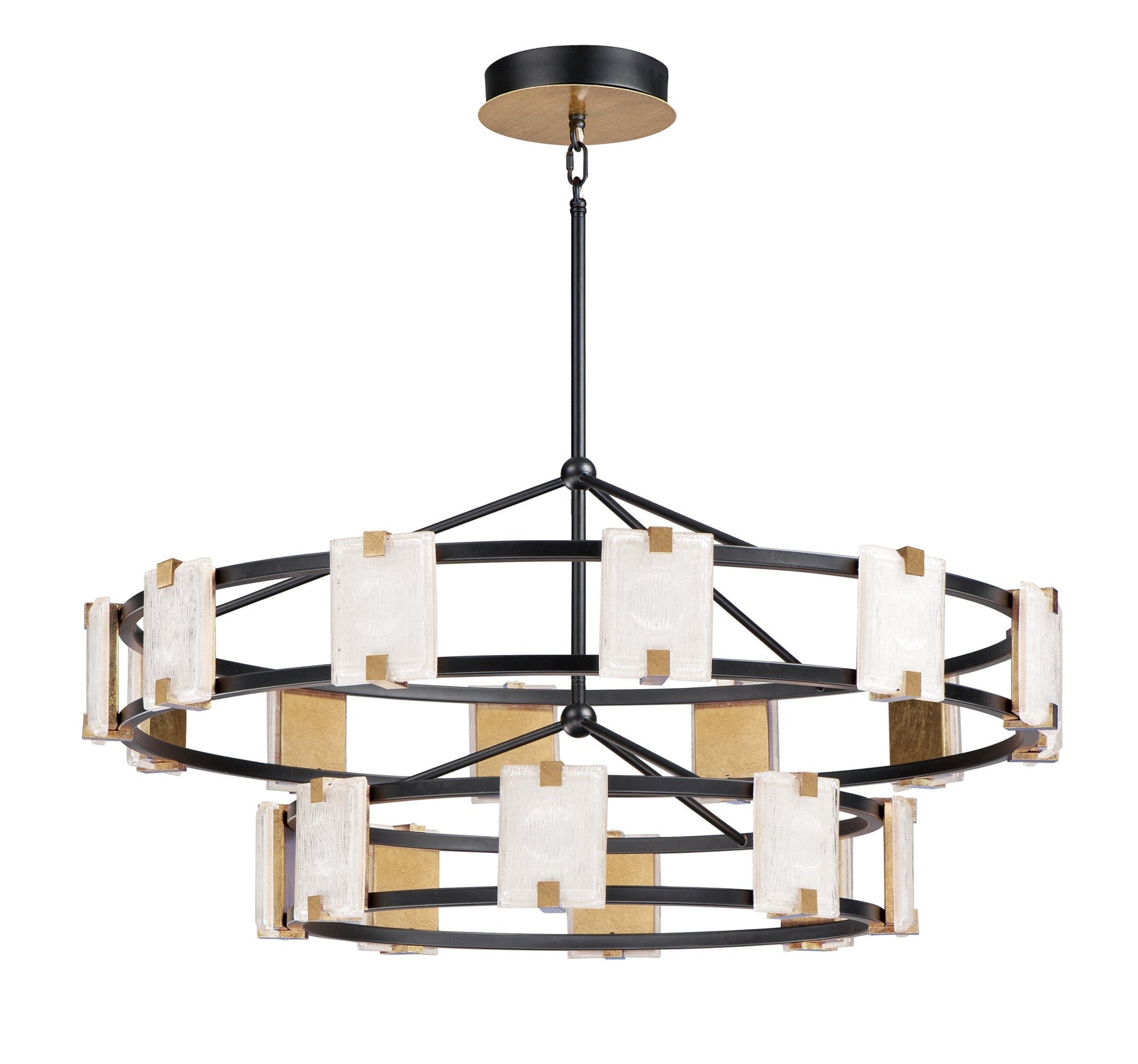 Noir Crystal Cascade Two-Tier Chandelier