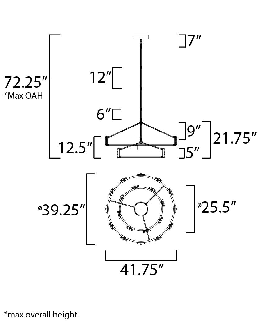 Noir Crystal Cascade Two-Tier Chandelier
