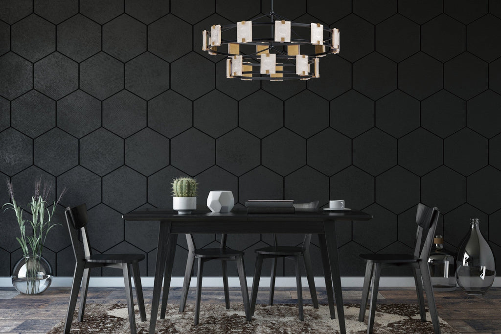 Noir Crystal Cascade Two-Tier Chandelier
