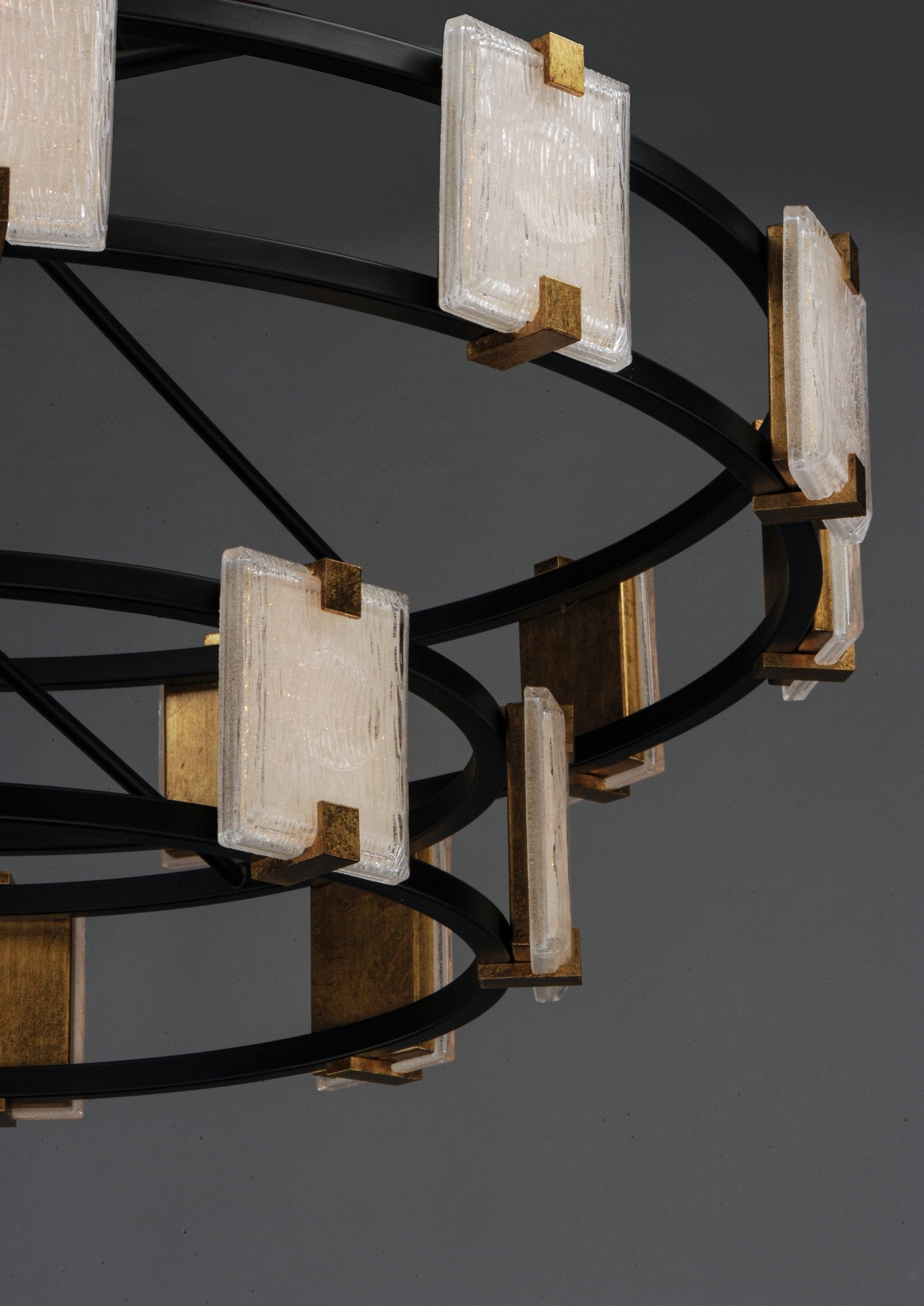 Noir Crystal Cascade Two-Tier Chandelier