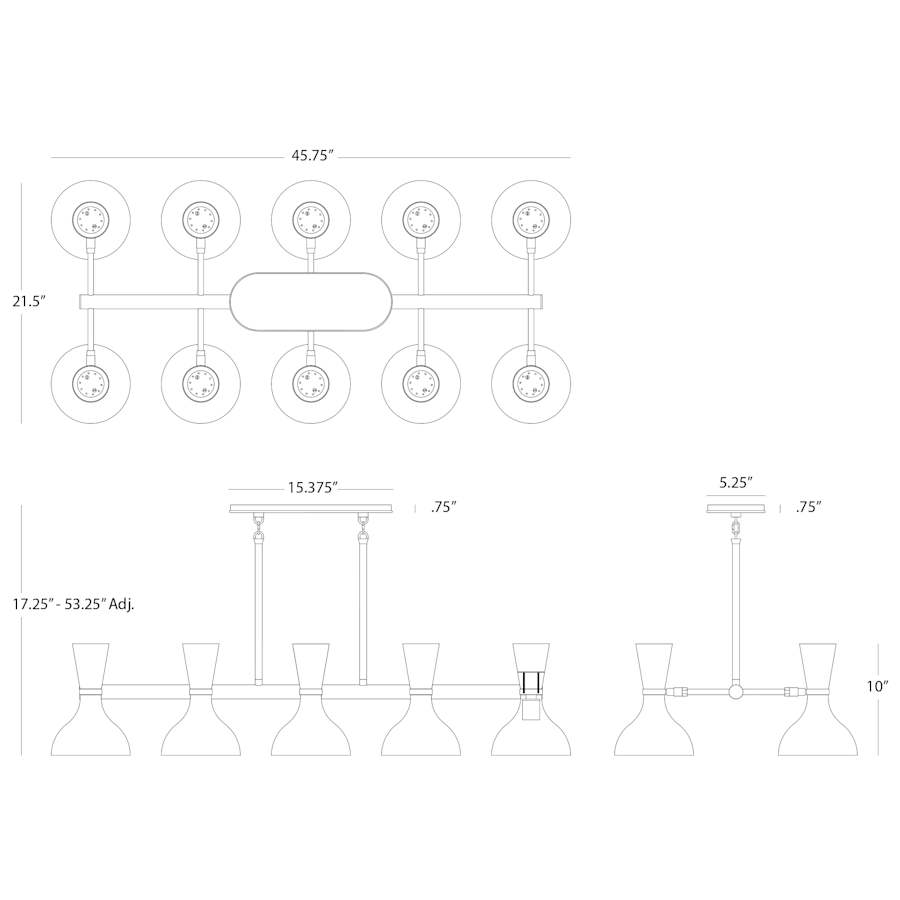 Robert Abbey Clare 10 Light 46" Wide Chandelier