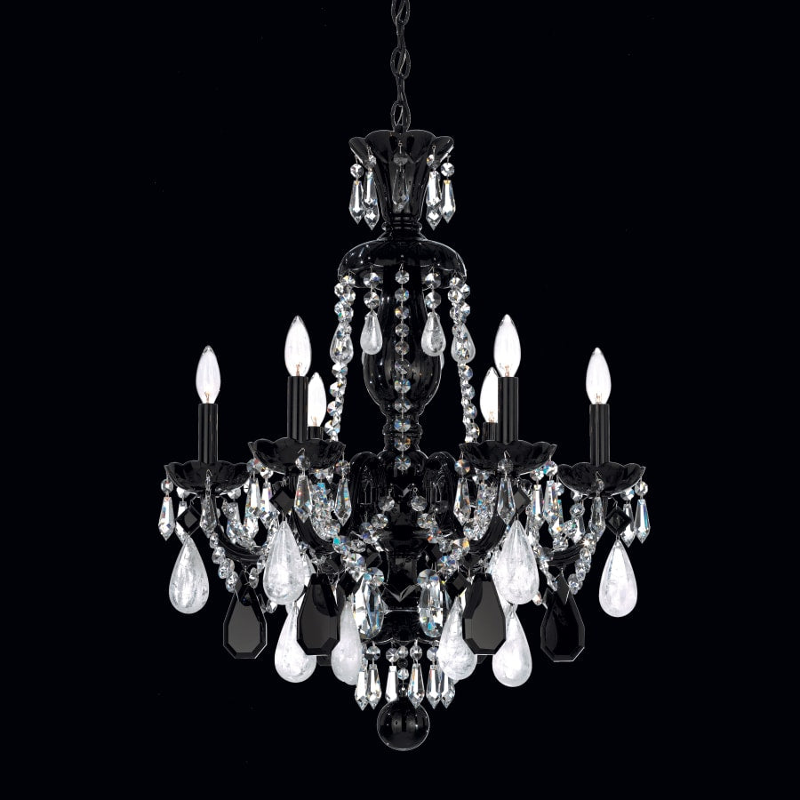 Schonbek Hamilton 6 Light 22" Wide Crystal Chandelier with Black Rock Crystals