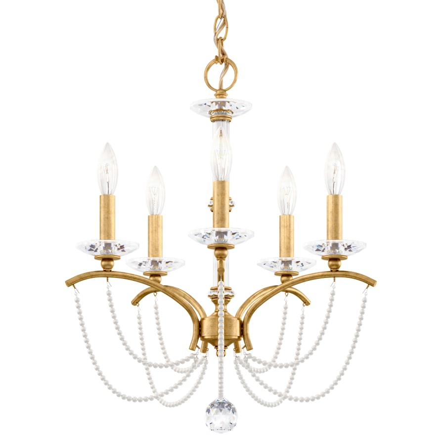 Schonbek Priscilla 5 Light 18" Wide Crystal Chandelier with White Pearl Beads