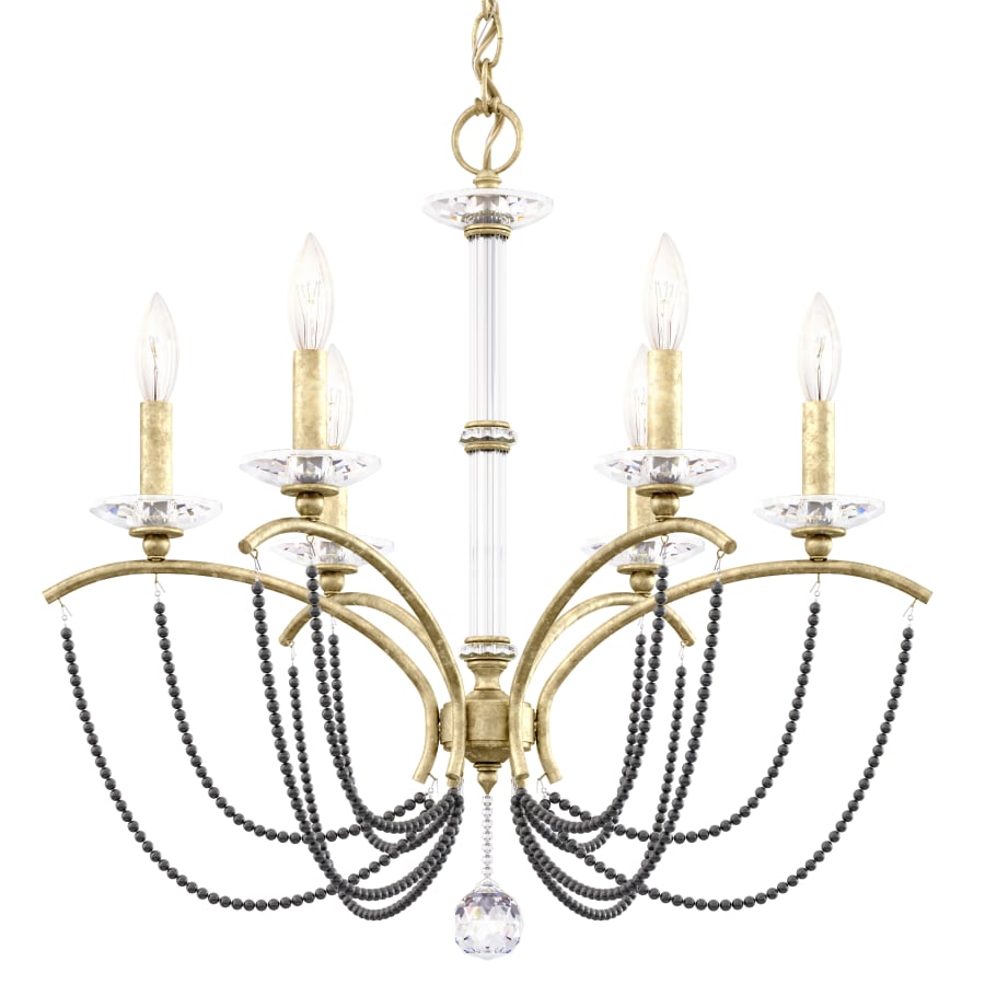 Schonbek Priscilla 6 Light 24" Wide Crystal Chandelier with Dark Grey Pearl Beads