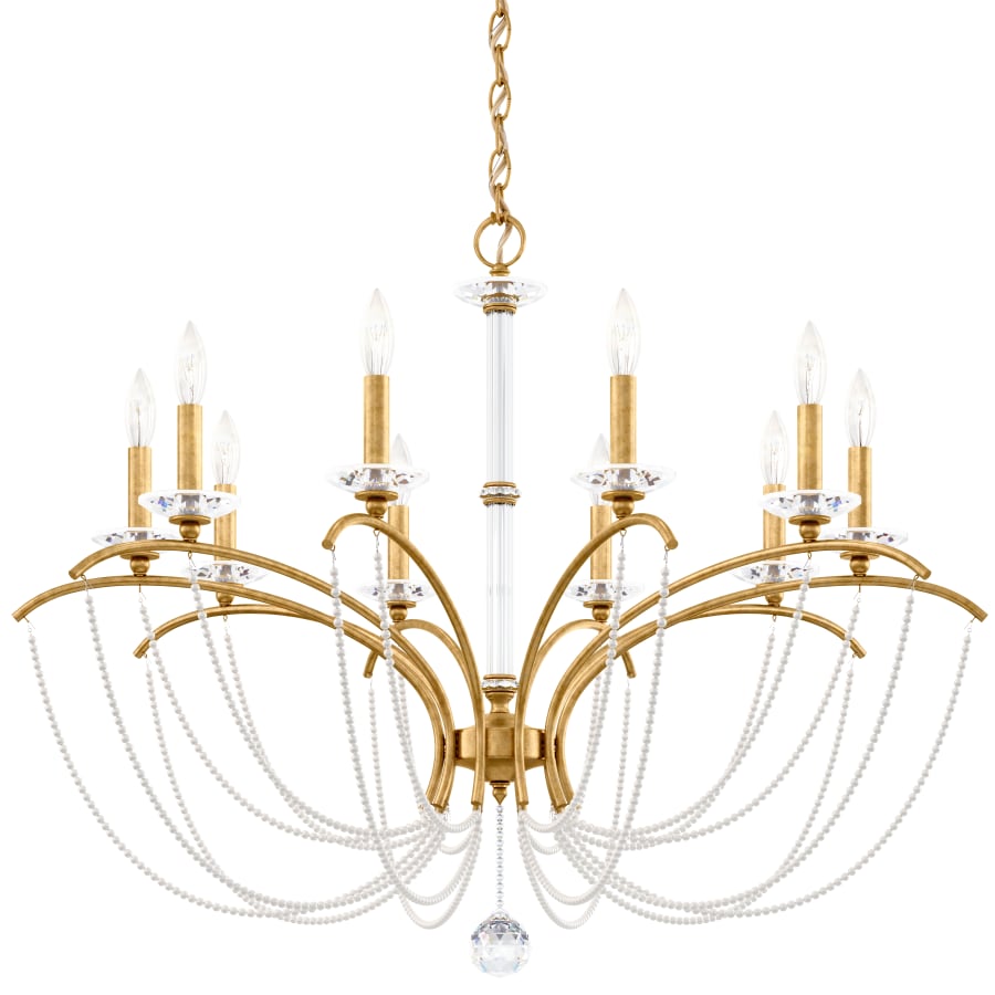 Schonbek Priscilla 10 Light 36" Wide Crystal Chandelier with White Pearl Beads