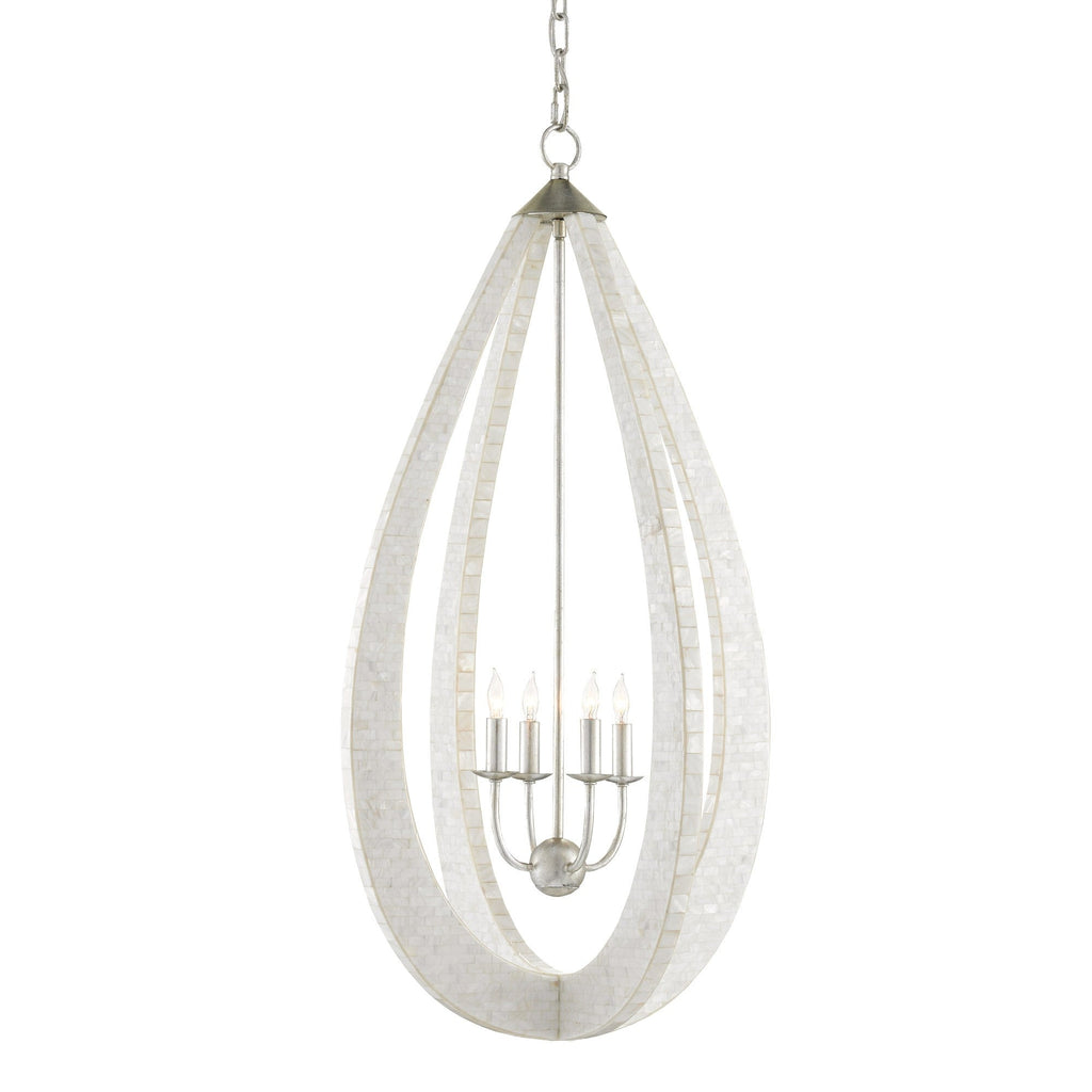 Silver Pearl Rectangular Pendant Chandelier