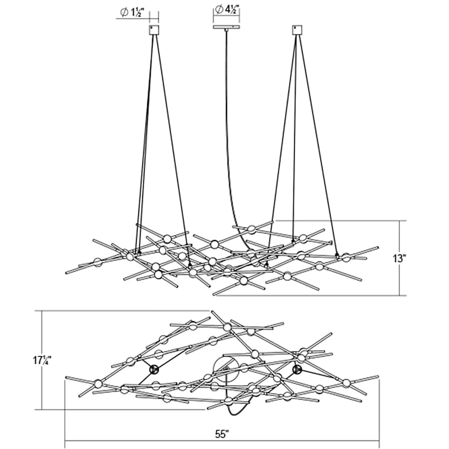 Sonneman Constellation Ursa Minor 25 Light 55" Wide LED Abstract Chandelier