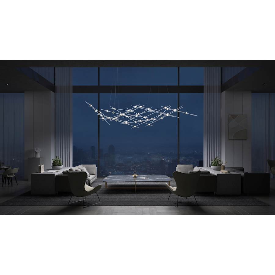 Sonneman Constellation 93" Wide Abstract Chandelier