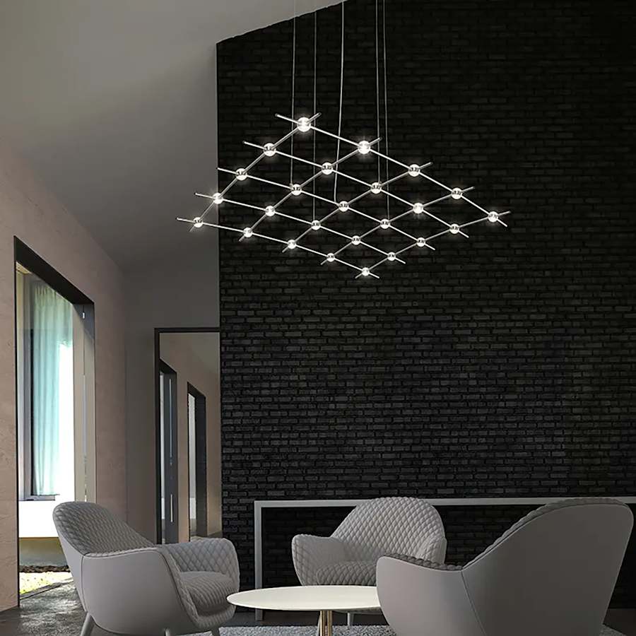 Sonneman Constellation Aquarius Medius 25 Light 122" Wide LED Chandelier with Faceted Acrylic Shades