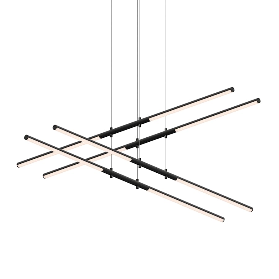 Sonneman Tik-Tak 47-1/2" Wide LED Two Tier Linear Chandelier with Optical Acrylic Shades
