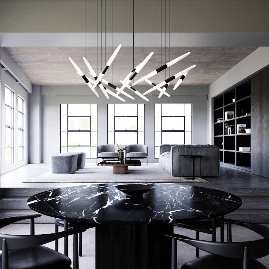 Sonneman Ballet 13 Light 27" Wide LED Abstract Multi Light Pendant with Flush Mounted Arms