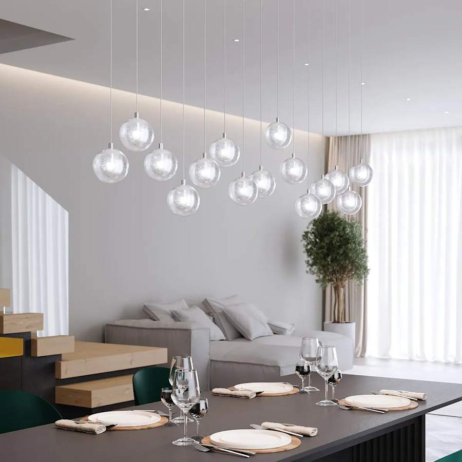 Sonneman Champagne Bubbles 6 Light 12" Wide LED Multi Light Pendant with Seeded Glass Shades