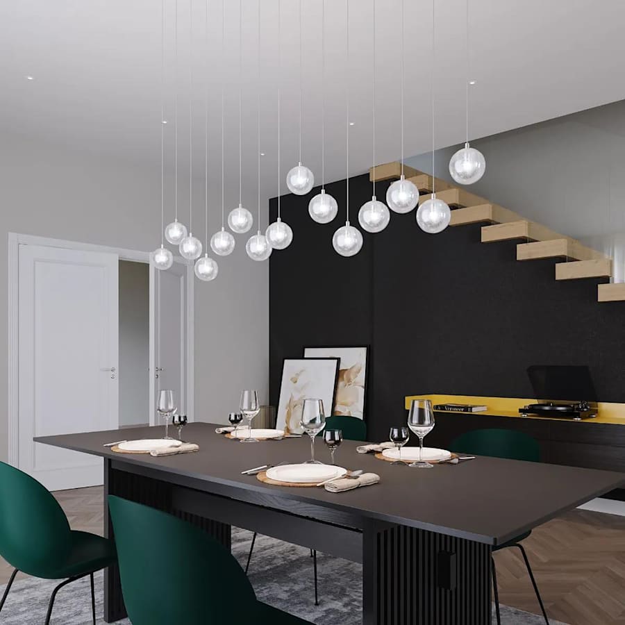 Sonneman Champagne Bubbles 9 Light 14" Wide LED Multi Light Pendant with Seeded Glass Shades