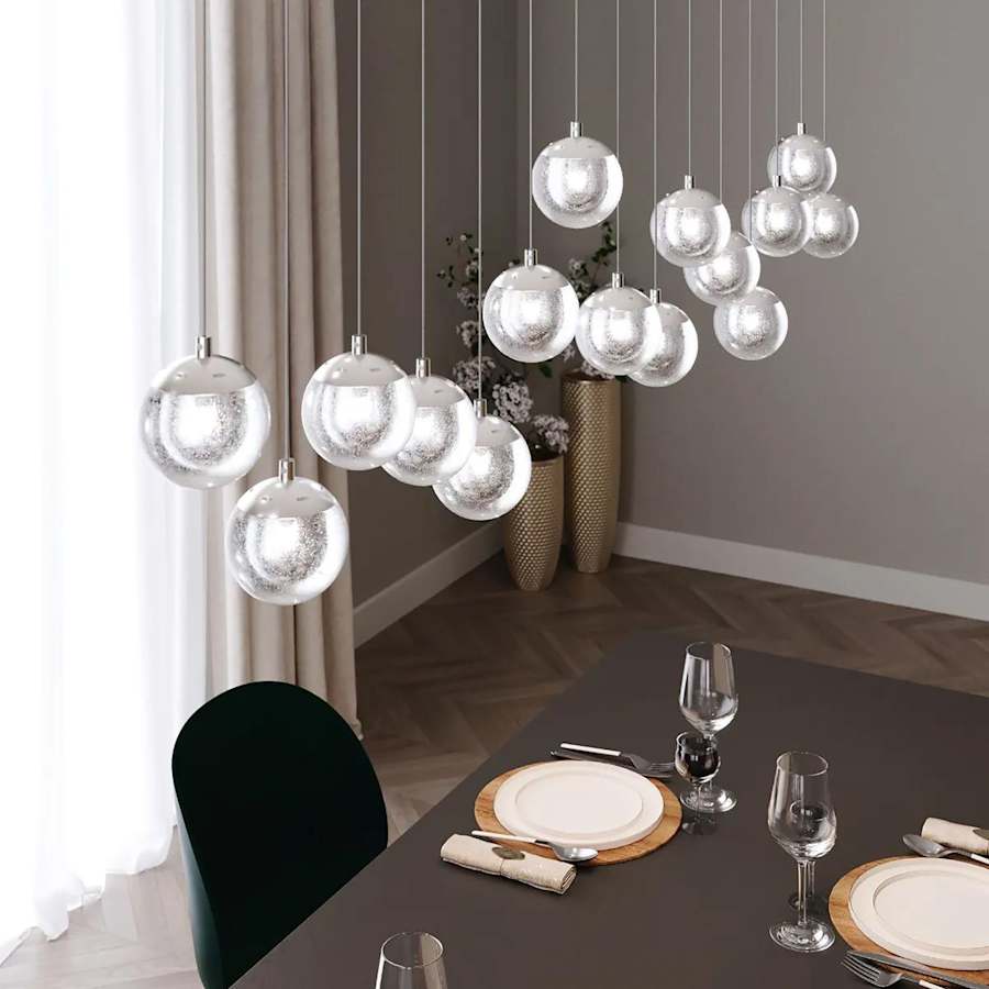 Sonneman Champagne Bubbles 9 Light 14" Wide LED Multi Light Pendant with Seeded Glass Shades