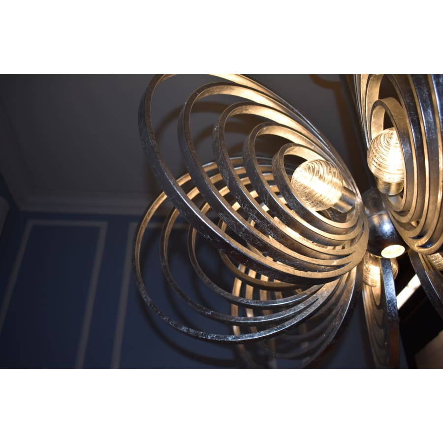 Studio M Frequency 8 Light 38" Wide LED Chandelier with Ribbed Glass Shades